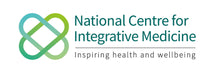 The logo for the National Centre for Integrative Medicine, featuring a teal and green interlocking knot symbol on the left, with the organization's name in teal and the tagline 'Inspiring health and wellbeing' in dark gray on a white background.